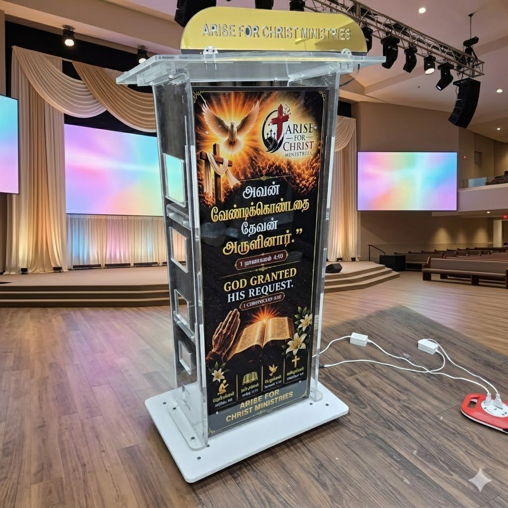 Premium LED Acrylic Church Podium Pulpit - Image 2
